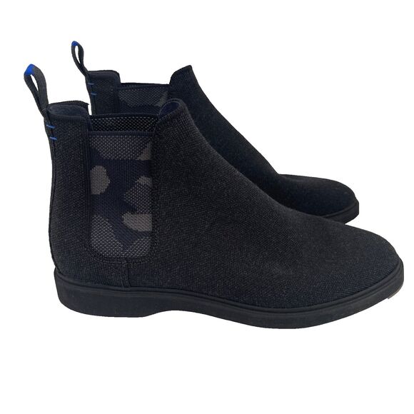 Rothys $259 Merino Wool Chelsea Ankle Boots Granite Gray Black Camo Mens Size 11 - Picture 2 of 8